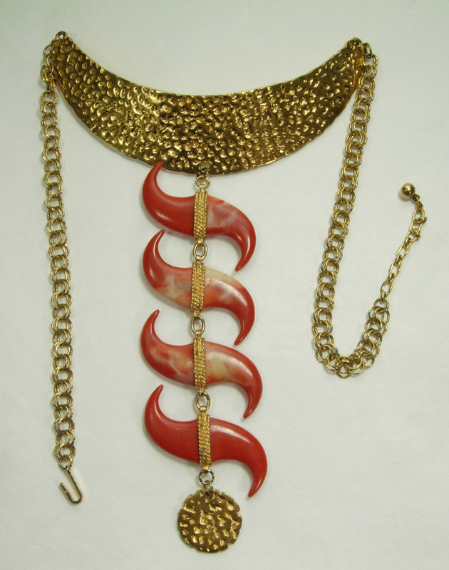 70s Kenneth Lane Runway Nomadic Necklace Faux Coral