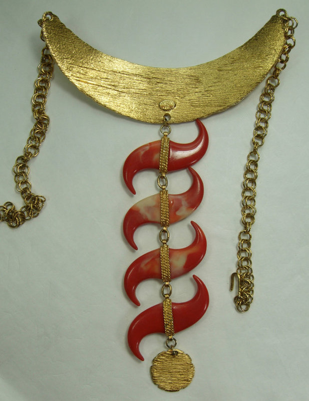 70s Kenneth Lane Runway Nomadic Necklace Faux Coral