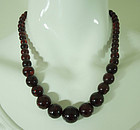 1930s Cherry Amber Graduated Bead Necklace 27 Grams