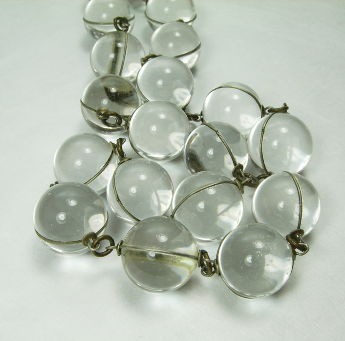 30s Deco Pools of Light Rock Crystal Necklace Undrilled
