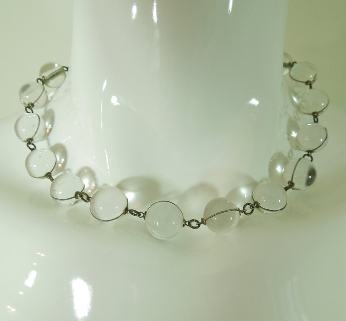 30s Deco Pools of Light Rock Crystal Necklace Undrilled
