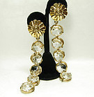 80s Poggi Paris Ornate Glass 5 Inch Long Drop Earrings