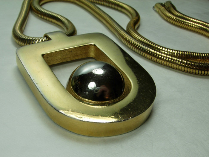 1970 Lanvin Paris Necklace Large Pendant on Snake Chain