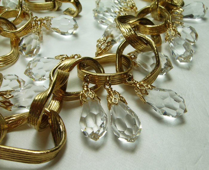 80s Balenciaga Necklace Cascading Glass Drops Links Goossens Design