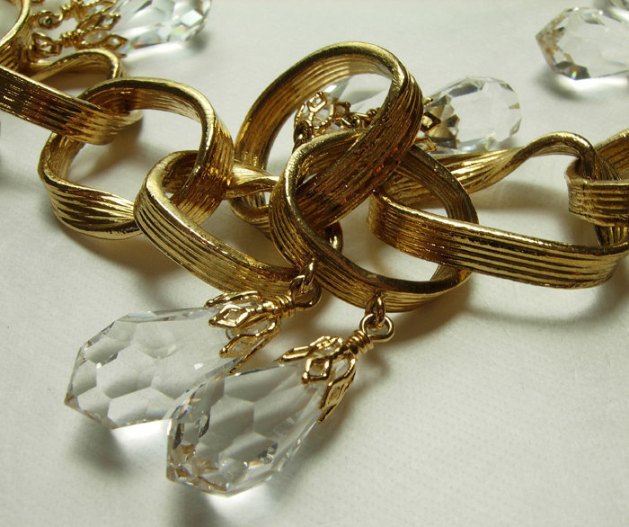 80s Balenciaga Necklace Cascading Glass Drops Links Goossens Design