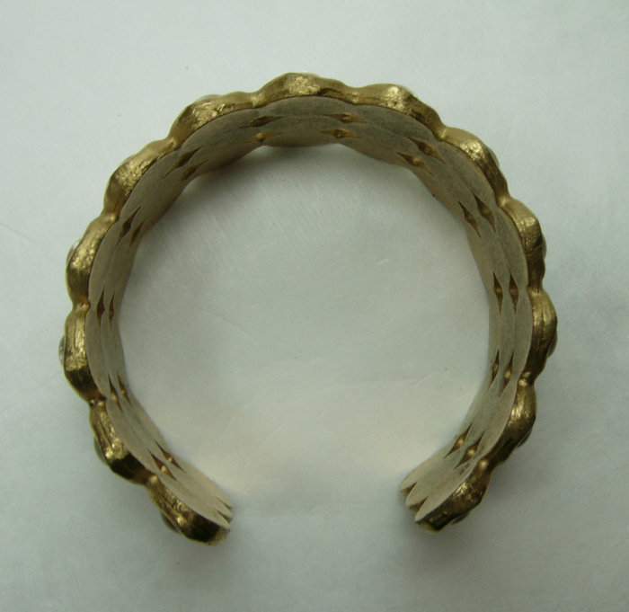 1990 Biche de Bere France Modernist Runway Bracelet Mirrored Stones