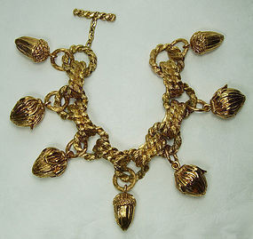 1980s French Very Big Couture Charm Bracelet Noisette Drops