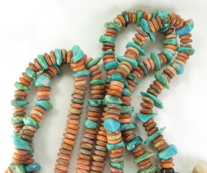 Big Vintage Santo Domingo Turquoise Spiny Oyster Necklace Long Jaclas