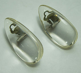 Vintage Signed Monies Clear Lucite Big Statement Earrings