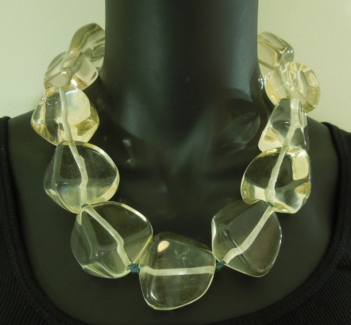 Huge Couture Clear Lucite Statement Size Monies Style Necklace