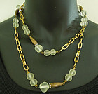 60s French Poured Glass Necklace Sautoir 39.5 Inches Chain Rondelles