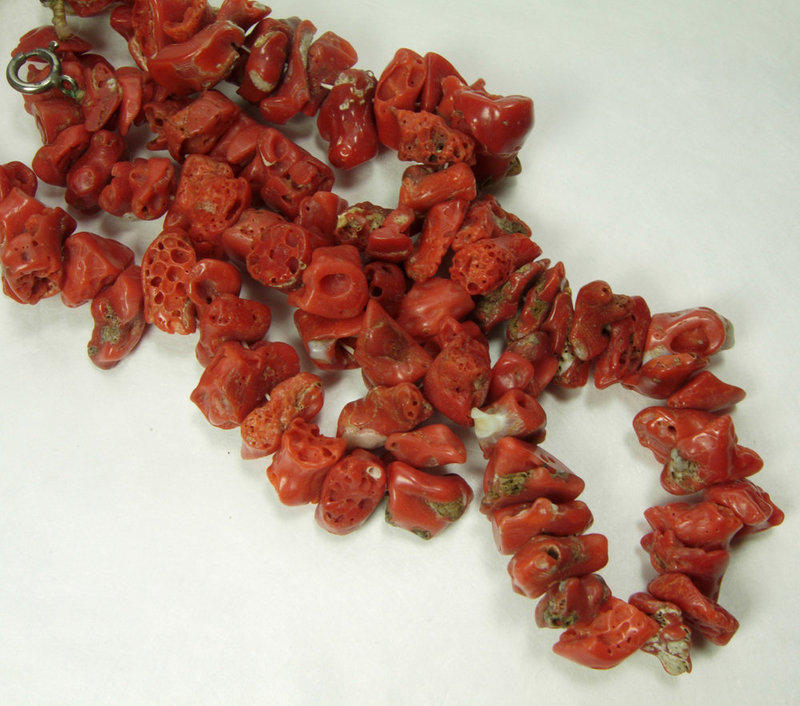 Vintage Red Coral Necklace Very Large Branches 92 Grams