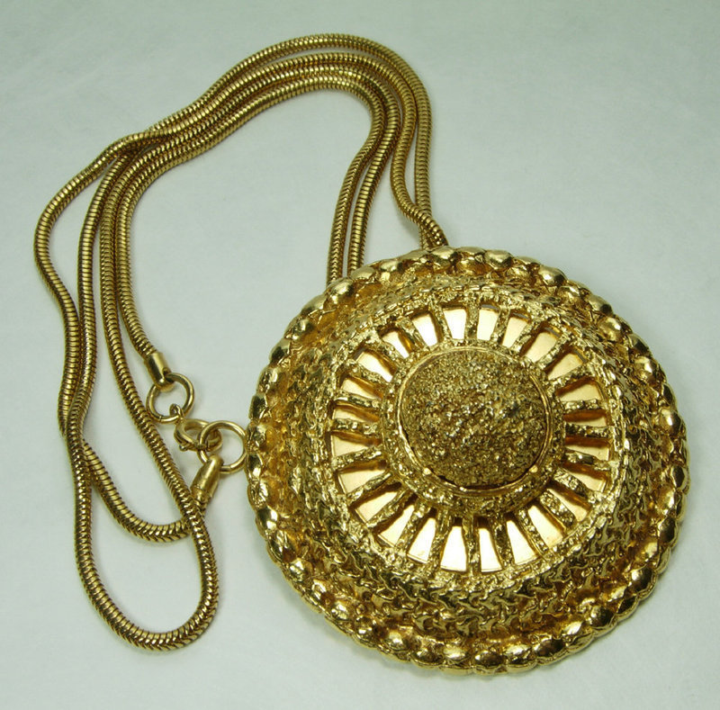 1970s Cadoro Modernist Layered Big Pendant Snake Chain Necklace