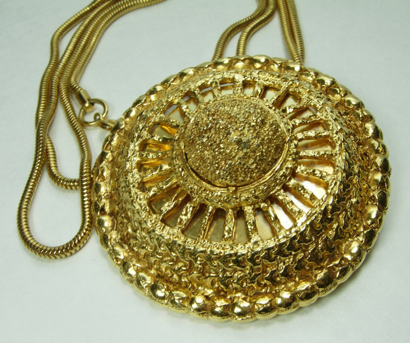 1970s Cadoro Modernist Layered Big Pendant Snake Chain Necklace