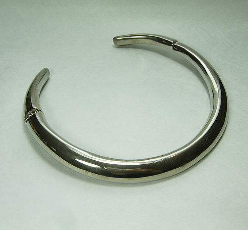 1980s Modernist Collar Choker Necklace Articulated Silvertone