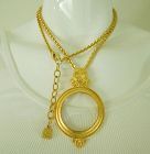 1980s Karl Lagerfeld Magnifying Glass Pendant Necklace Statement Size
