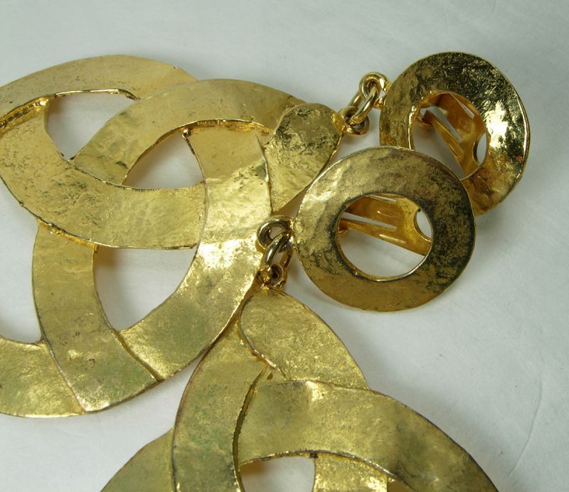 1970s Cadoro Runway Earrings Etruscan Byzantine Style 3.25 Inches