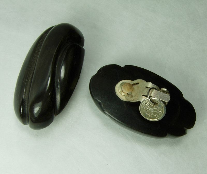 1980s Signed Monies Black Carved Horn Earrings Gerda Lynggaard Runway