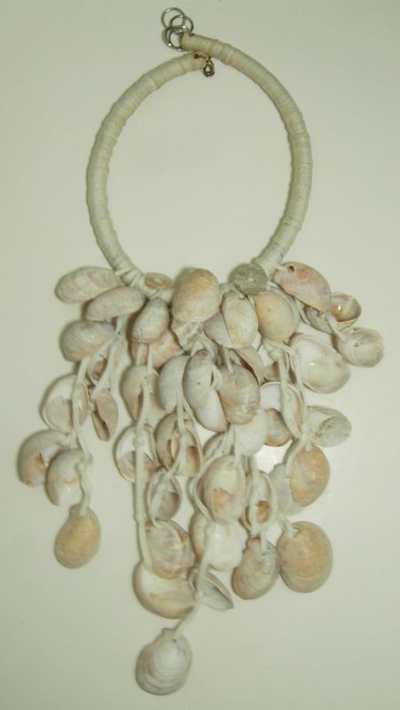 1980s Couture Statement Necklace Cascading Cream Shells Fabric Collar