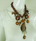 1960s French Tribal Couture Necklace Faux Amber Lucite Statement Size