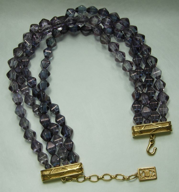 Givenchy 80s Runway Torsade Necklace Purple Blue Glass Color Changing