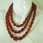1920s Faceted Cherry Amber Bakelite Necklace 127 Grams 62 Inches