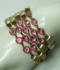 1940s French Pink Bezel Crystal Faux Baroque Pearl Bracelet Wired