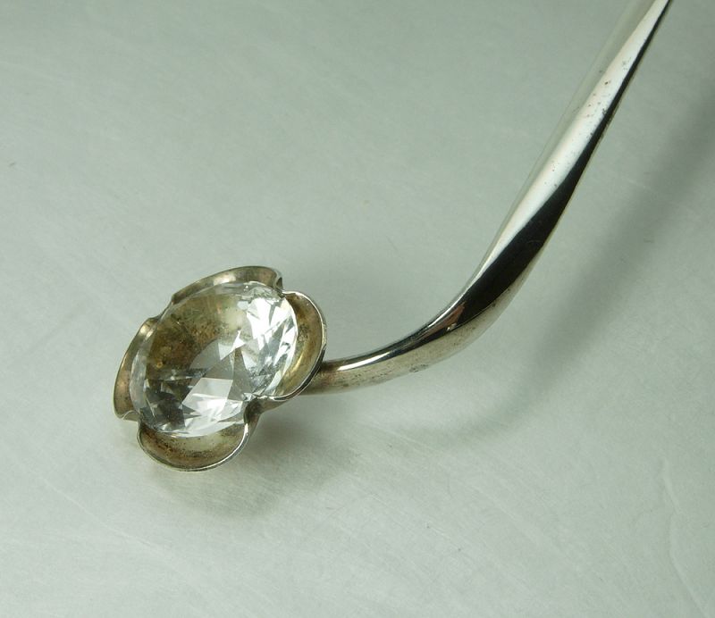 1970s Alton Sweden 935 Sterling Silver Rock Crystal Necklace Modernist