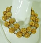 1980s French Runway Necklace Wired Textured Balls Bamboo Form Clasp