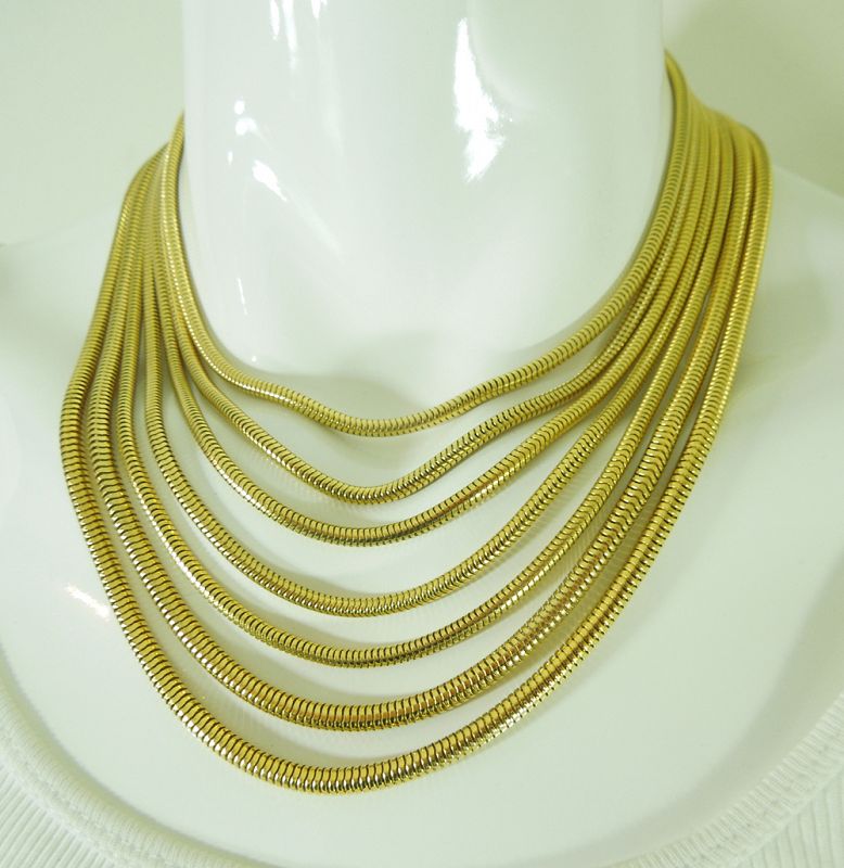 1980s Barrera Couture Runway Wide Bracelet Necklace Snake Chains