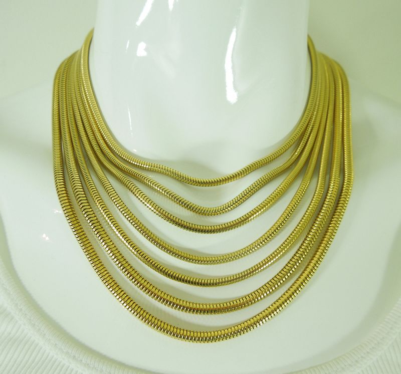 1980s Barrera Couture Runway Wide Bracelet Necklace Snake Chains