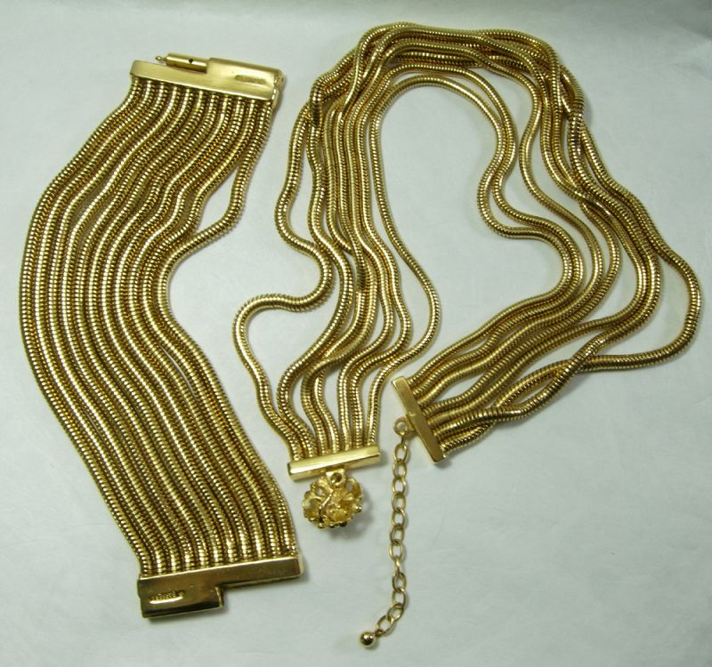 1980s Barrera Couture Runway Wide Bracelet Necklace Snake Chains