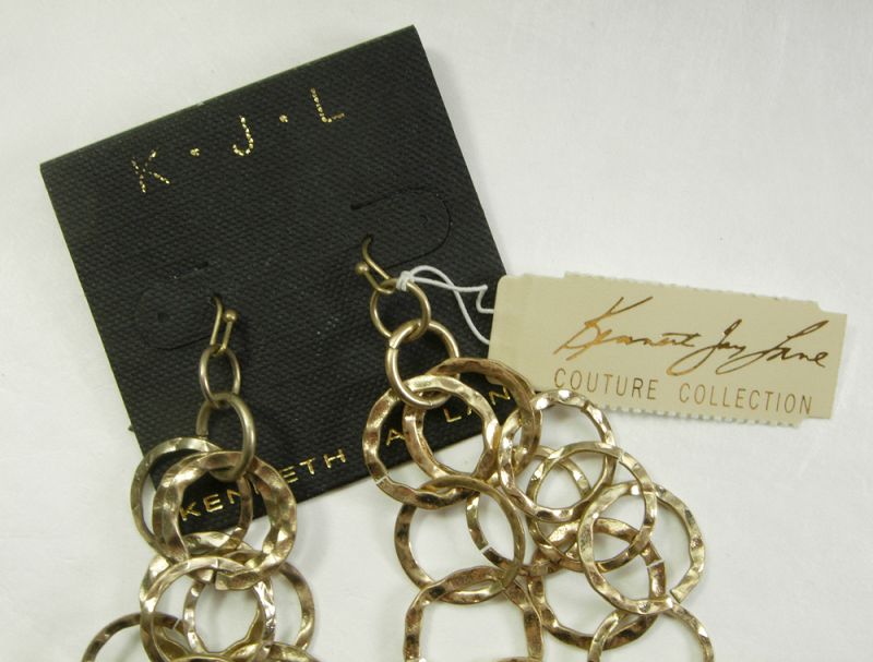 Kenneth Lane Couture Collection Earrings Tribal Style Hammered 3.5 In.