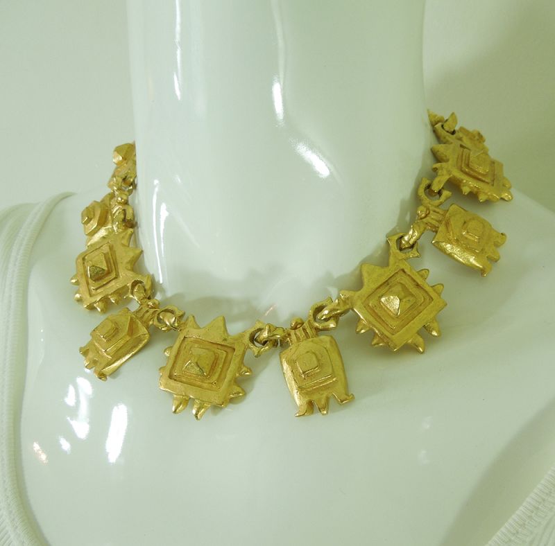 1980s Couture French Necklace Veronique Cheranich Paris Etruscan Style