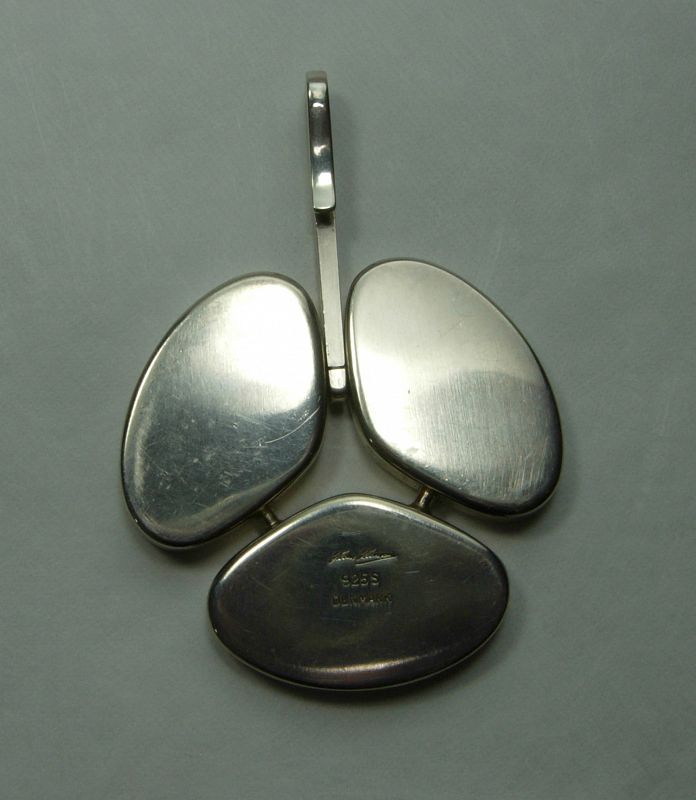 1960s Hans Hansen Denmark Sterling Silver Pendant on Sterling Necklace