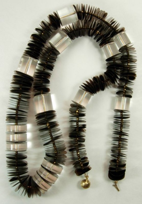 1970s Beaded Necklace Clear Lucite, Glass, Paillettes