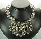 1980s Chunky Icy Clear Mirrored Lucite Bib Necklace