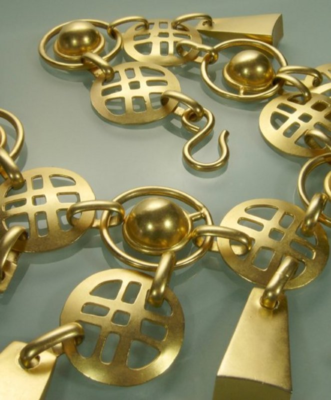 Vintage 1970s Modernist Geometric Bib Drop Necklace