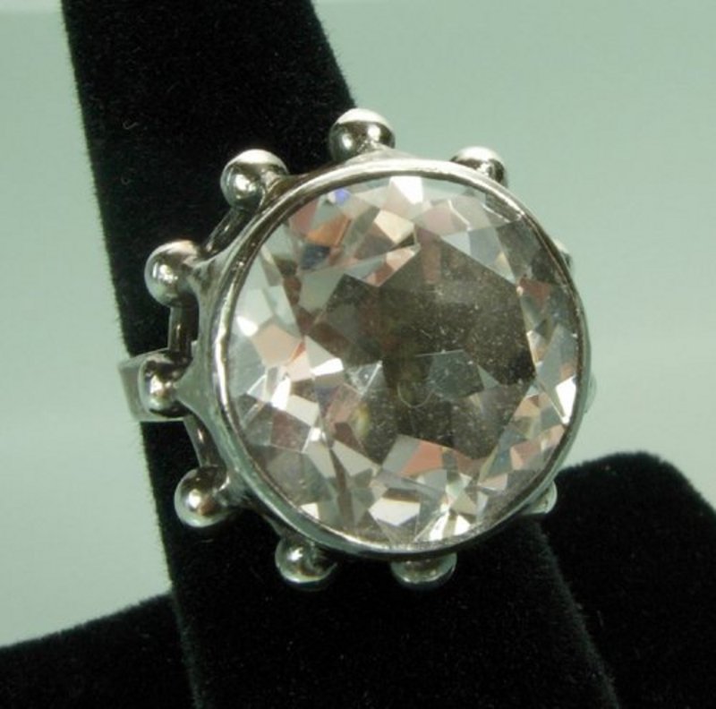 Huge E Granit Finland Sterling Rock Crystal Ring 1970