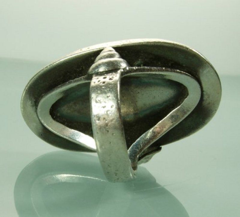 Massive Antique Carl Schon Silver Pearl Figural Ring