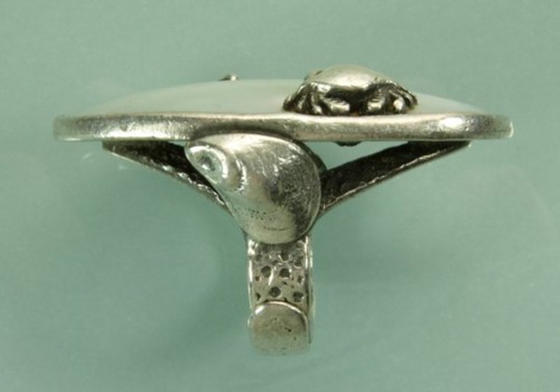 Massive Antique Carl Schon Silver Pearl Figural Ring