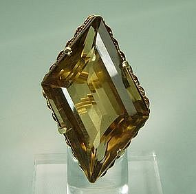 Huge Vintage 70s 14KT Gold Smoky Quartz Cocktail Ring