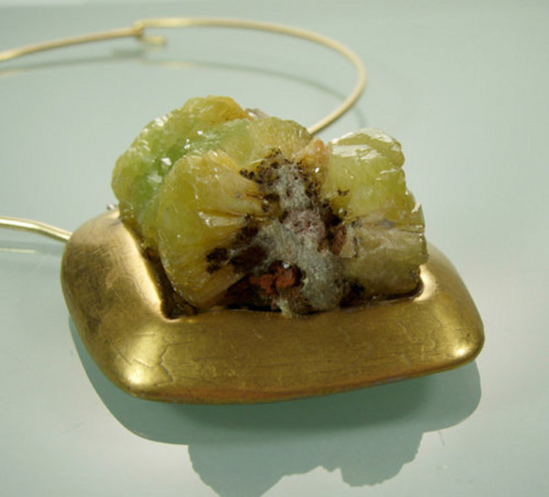 Stunning Signed Modernist Adamite Crystal Necklace