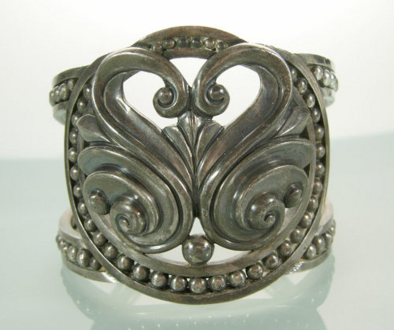 Margot de Taxco Stylized Swan Motif Sterling Bracelet