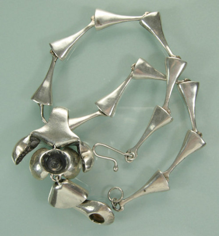 Studio Modernist Sterling and Amethyst Pendant Necklace