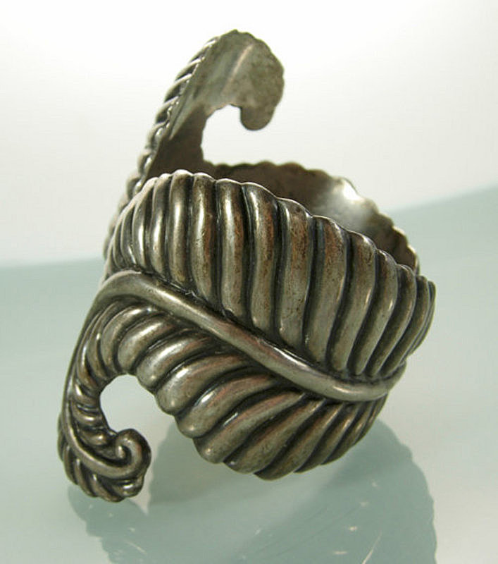 Villasana Taxco Sterling Feather Form Clamper Bracelet