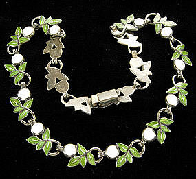 Margot de Taxco Sterling Enamel Leaf Form Necklace