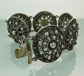 Gunmetal Gray 835 Silver Beaded Austrian Bracelet