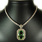 Art Deco Otis Sterling Necklace with Huge Peridot Stone