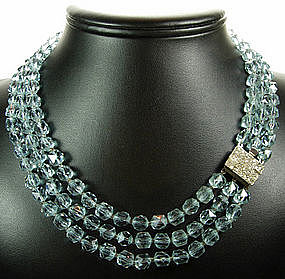 Deco 3 Row Alexandrite Lead Crystal Diamante Necklace